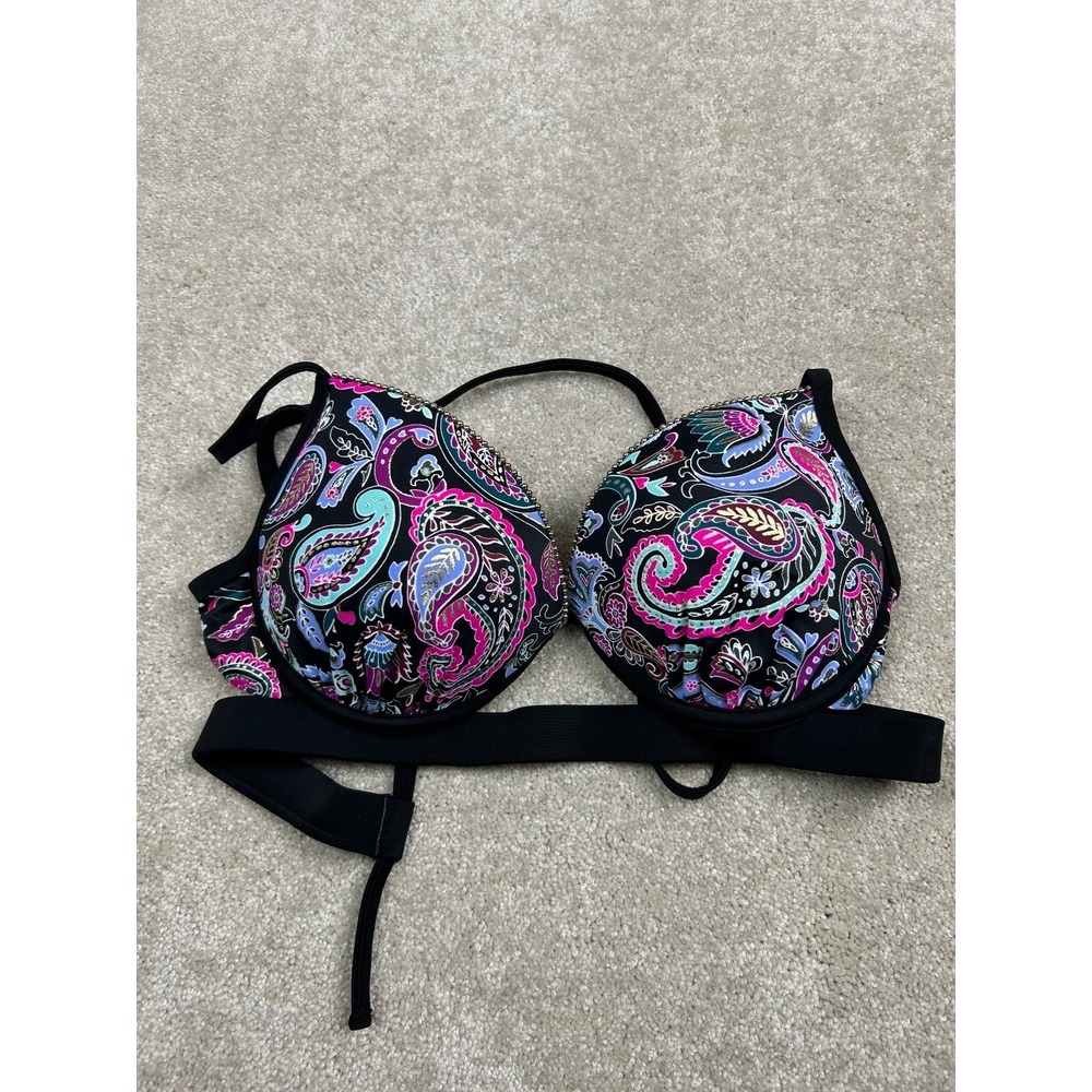 Shade & Shore Swimwear Women's 36C‎ Multi-Color Paisley Padded Bikini Top